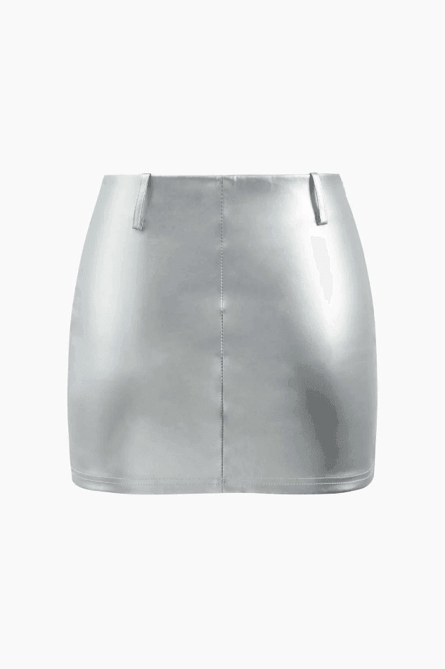 Metallic Strapless Corset Top & A-Line Mini Skirt Set - Y2K Coquette