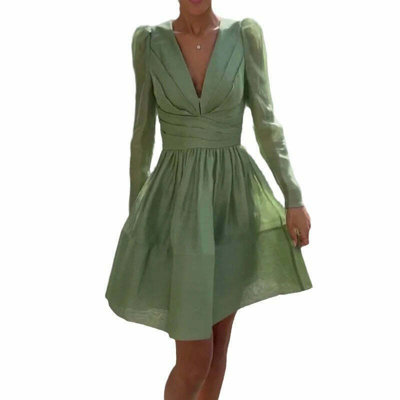 Mint Green Pleated Cake Dress - Y2K Aesthetic Outfit for Women - Coquette Style Fashion