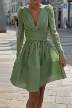Mint Green Pleated Cake Dress - Y2K Aesthetic Outfit for Women - Coquette Style Fashion