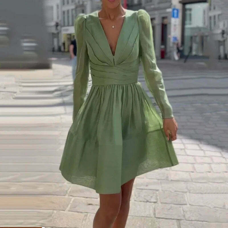 Mint Green Pleated Cake Dress - Y2K Aesthetic Outfit for Women - Coquette Style Fashion