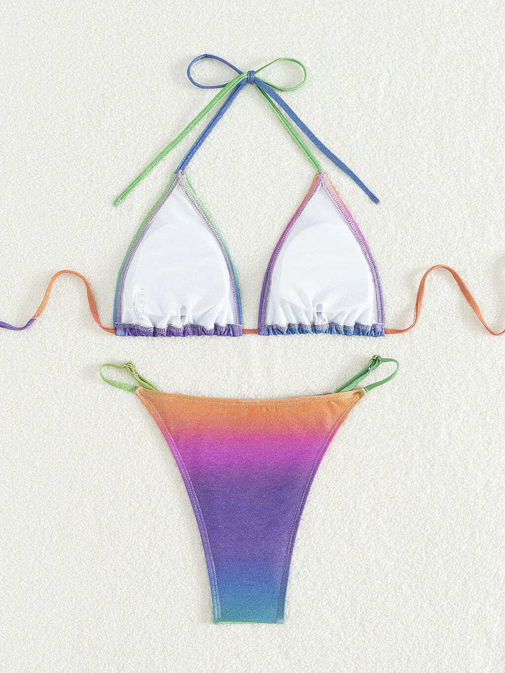 Multicolor Illusion Backless Bikini: Y2K Fashion - Coquette Aesthetic, Grunge Style, Cute Tops