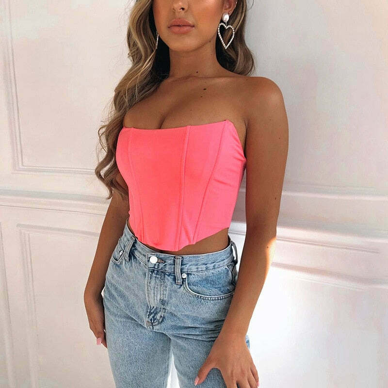 Naomi Corset Crop Top - Y2K Fashion Icon for Coquette Aesthetic with a Touch of Grunge Style