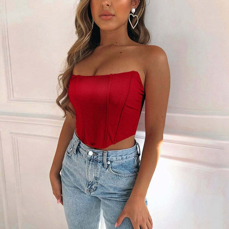 Naomi Corset Crop Top - Y2K Fashion Icon for Coquette Aesthetic with a Touch of Grunge Style