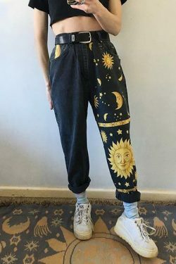 Night Sky Mom Jeans - Y2K Fashion Aesthetic with Coquette and Grunge Style Elements