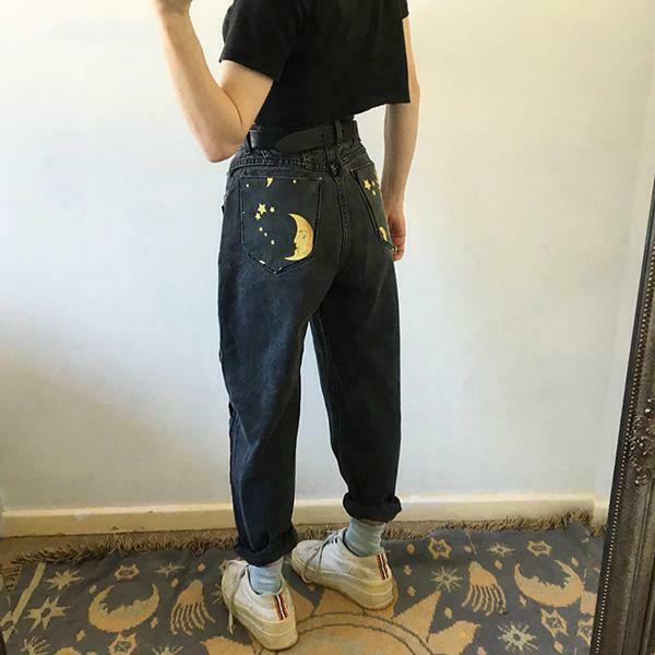 Night Sky Mom Jeans - Y2K Fashion Aesthetic with Coquette and Grunge Style Elements