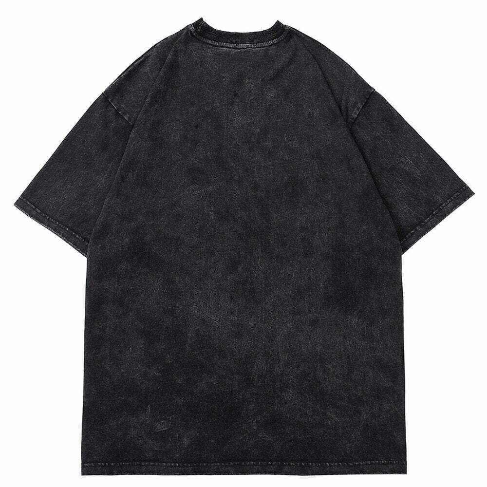 Nightmare Heart Acid Washed Graphic Tee - Y2K Fashion Aesthetic Top for Women
