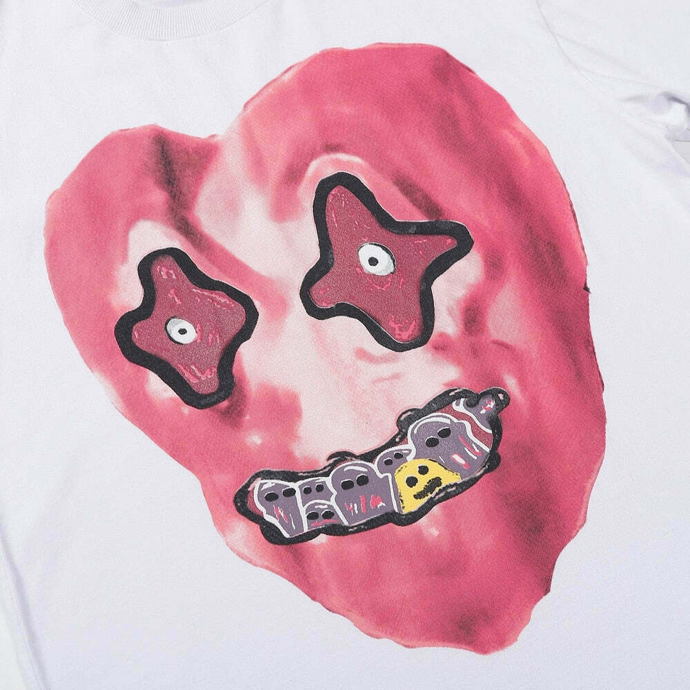 Nightmare Heart Acid Washed Graphic Tee - Y2K Fashion Aesthetic Top for Women