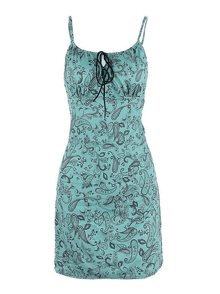 Paisley Print Mini Dress: Y2K Fashion with Coquette Aesthetic, Grunge Style, and Vintage Vibes