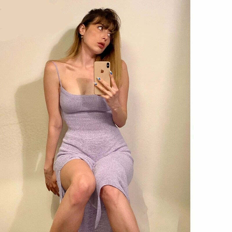 Pastel Colored Backless Knitted Dress for Y2K Fashion Enthusiasts