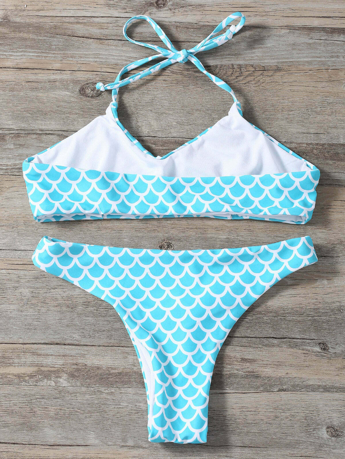Pastel Goth Halter Fish Scale Print Kids Bikini - Y2K Fashion for Young Fashionistas