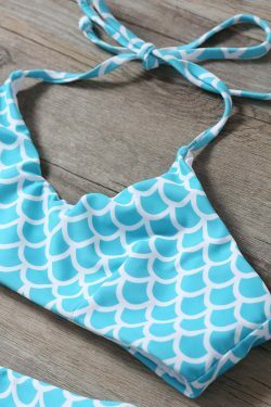 Pastel Goth Halter Fish Scale Print Kids Bikini - Y2K Fashion for Young Fashionistas