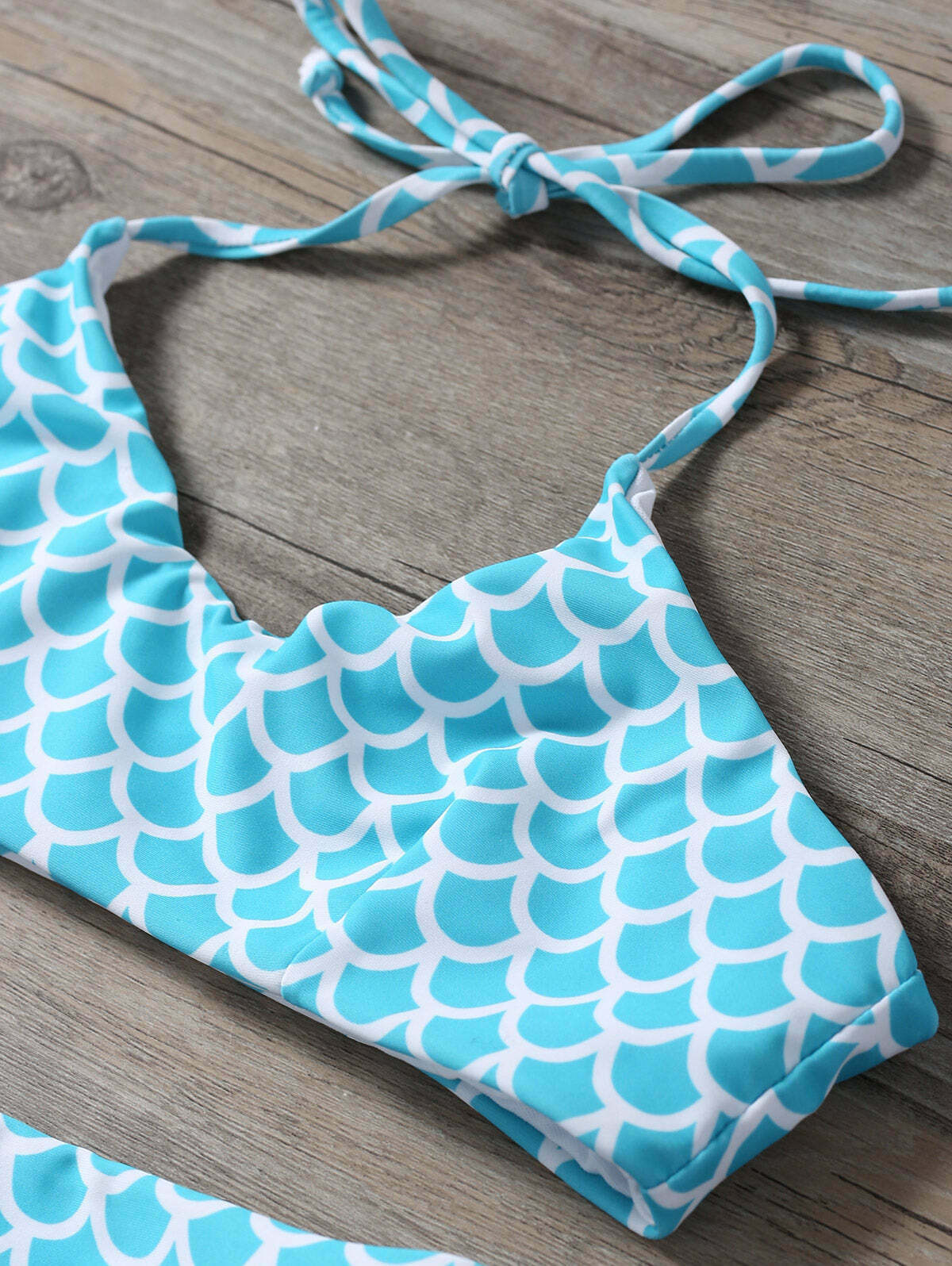Pastel Goth Halter Fish Scale Print Kids Bikini - Y2K Fashion for Young Fashionistas