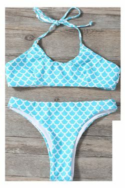 Pastel Goth Halter Fish Scale Print Kids Bikini - Y2K Fashion for Young Fashionistas