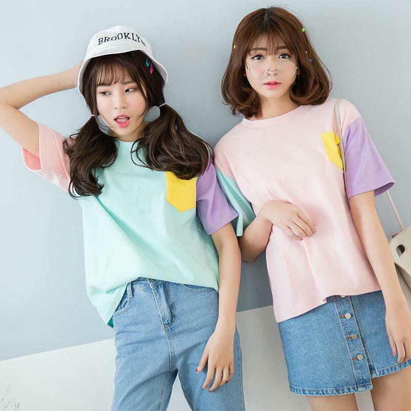 Pastel Patches T-Shirt: Y2K Fashion with Coquette & Grunge Aesthetics, Cute Tops & Cargo Skirt Vibes