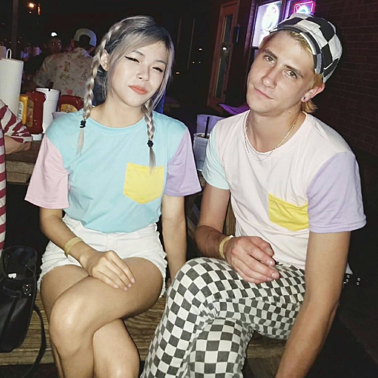 Pastel Patches T-Shirt: Y2K Fashion with Coquette & Grunge Aesthetics, Cute Tops & Cargo Skirt Vibes