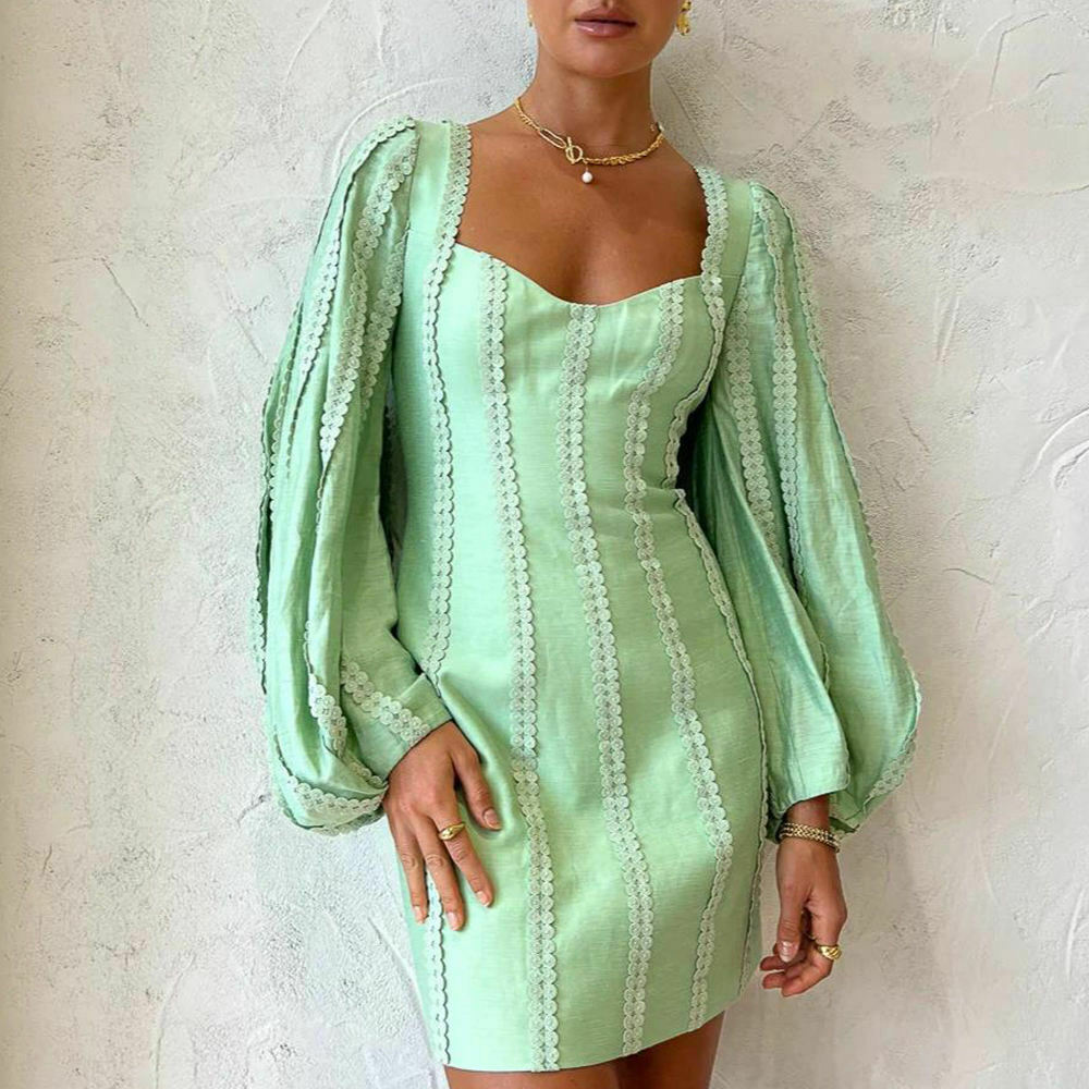 Patchwork Linen Party Dress - Y2K Fashion with Coquette & Grunge Aesthetics