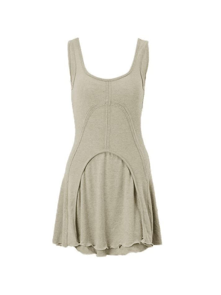 Patchwork Sleeveless Mini Dress: Y2K Fashion Statement with Coquette Aesthetic and Grunge Style