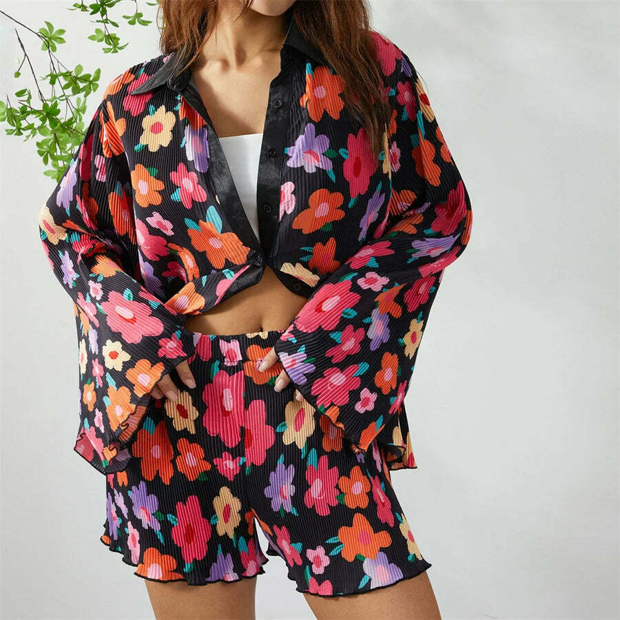 Patterned Paradise Twinset - Y2K Fashion Coquette Aesthetic Grunge Style Cute Tops Past