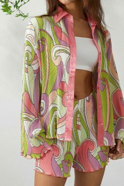 Patterned Paradise Twinset - Y2K Fashion Coquette Aesthetic Grunge Style Cute Tops Past