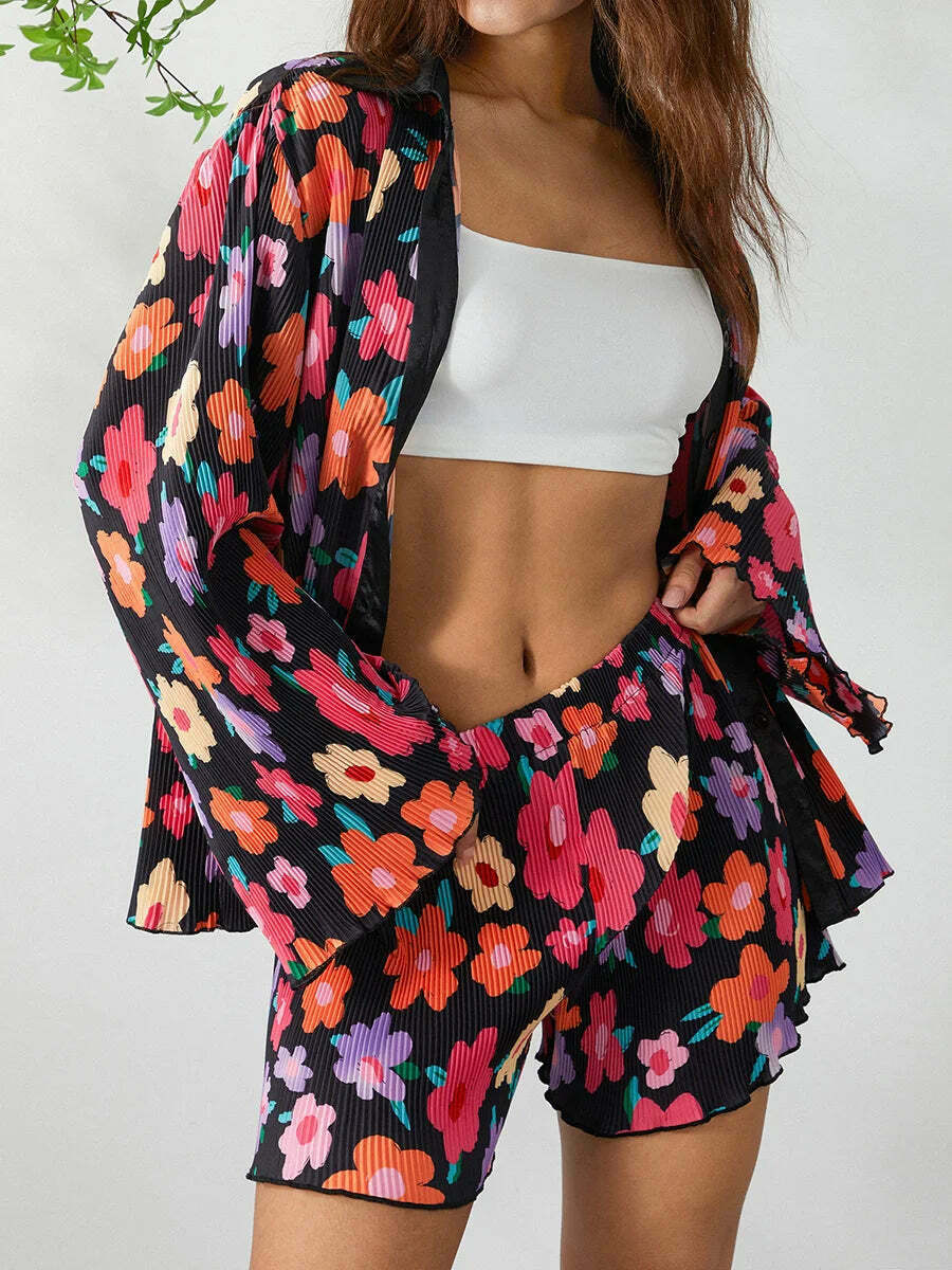 Patterned Paradise Twinset - Y2K Fashion Coquette Aesthetic Grunge Style Cute Tops Past