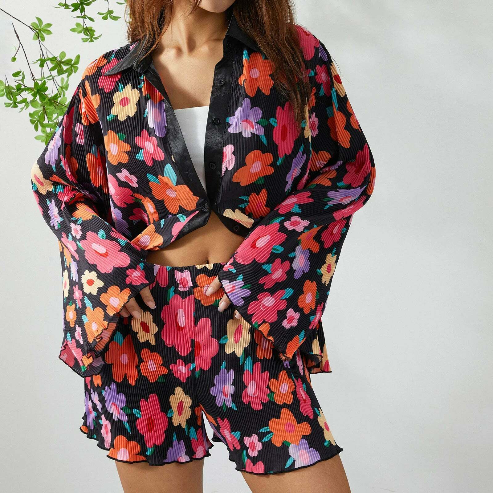 Patterned Paradise Twinset - Y2K Fashion Coquette Aesthetic Grunge Style Cute Tops Past