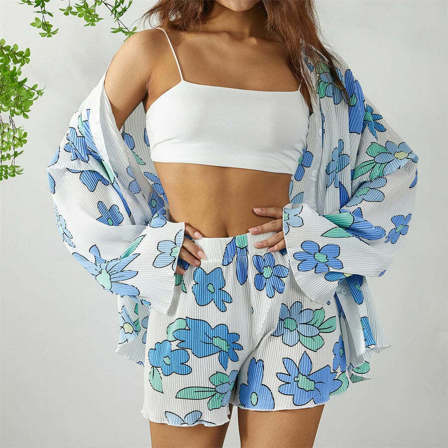 Patterned Paradise Twinset - Y2K Fashion Coquette Aesthetic Grunge Style Cute Tops Past