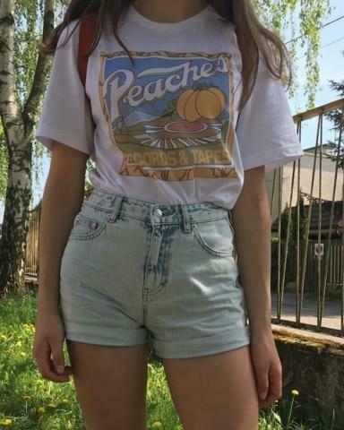 Peaches Records Tapes Vintage Tee | Y2K Fashion Nostalgia for Women | Coquette & Grunge Aesthetic