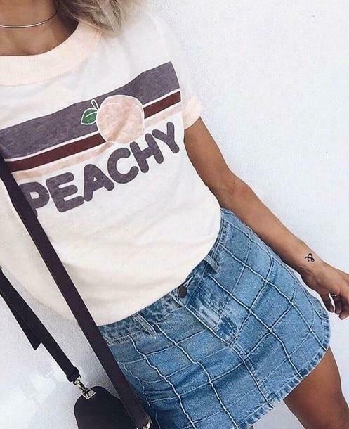 Peachy Vintage Tee: Y2K Aesthetic Shirt with Coquette Style, Grunge Vibes, and Pastel Goth Influence