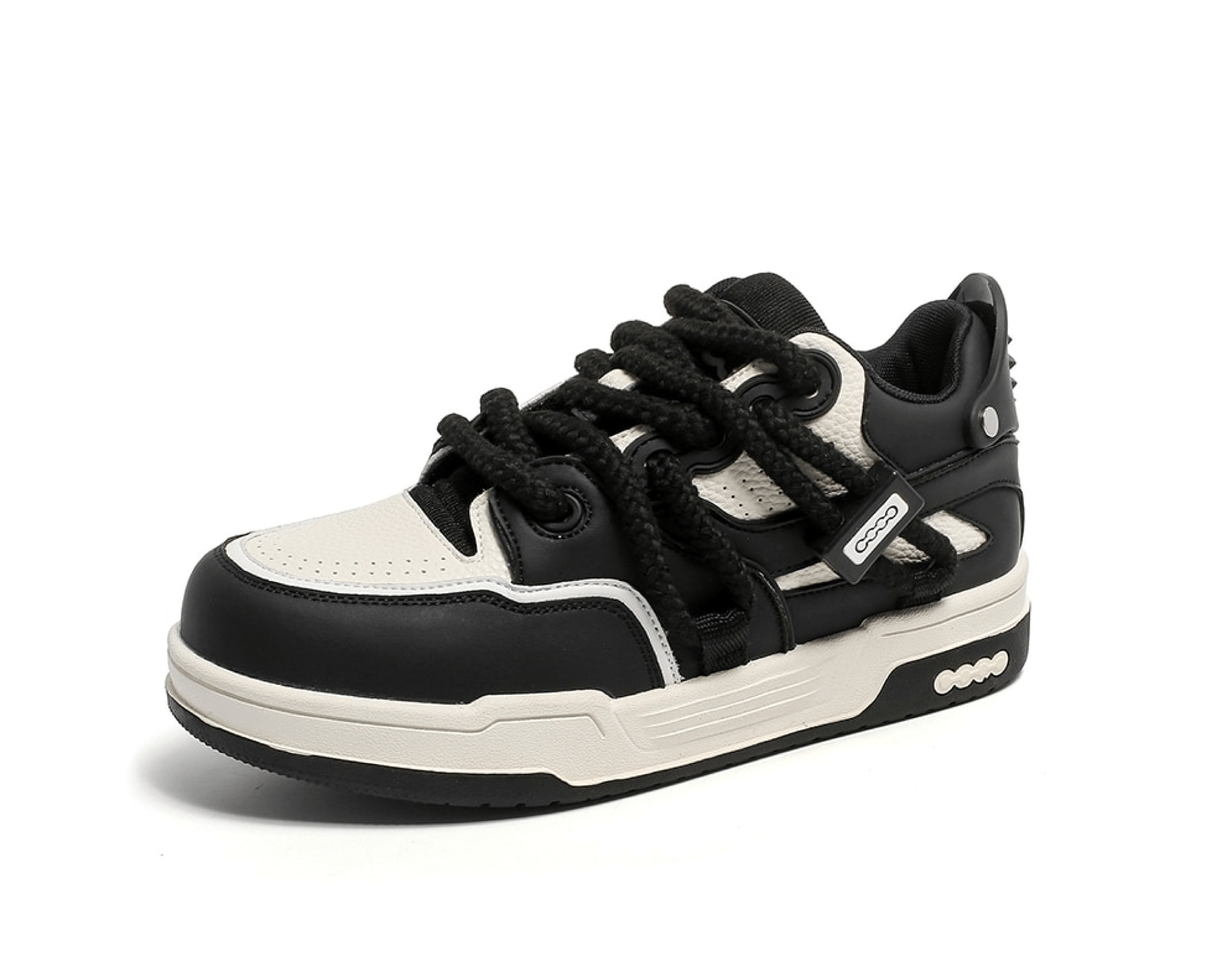 Phat Lace Sneakers - Cloud White/Black, Y2K Aesthetic Shoes for Women, Grunge Style Footwear