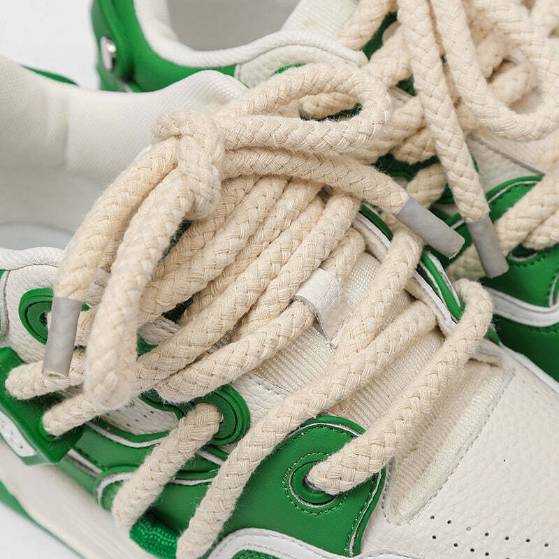 Phat Lace Sneakers - Cloud White/Black, Y2K Aesthetic Shoes for Women, Grunge Style Footwear