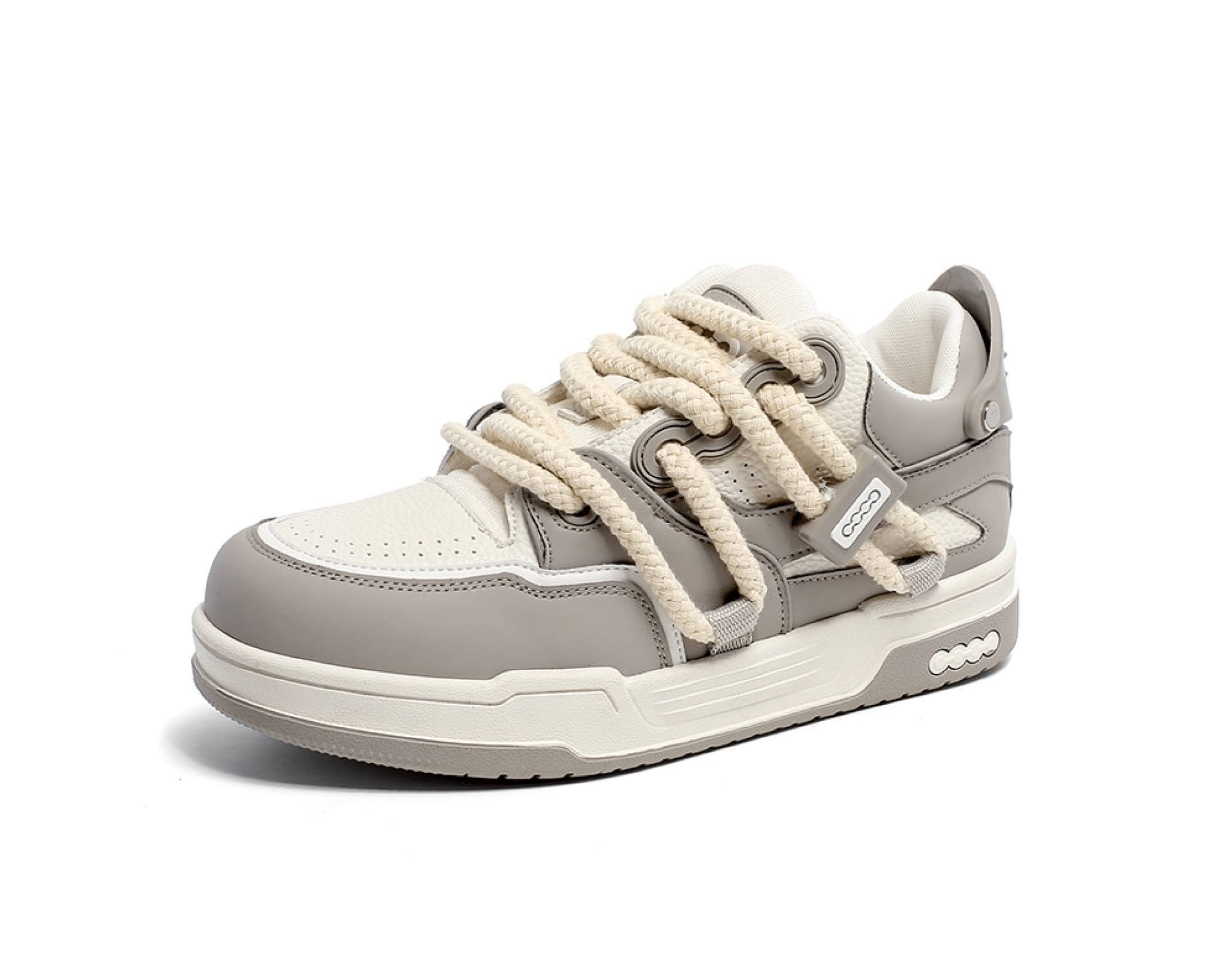 Phat Lace Sneakers - Cloud White/Fog Grey, Y2K Aesthetic Shoes for Women, Coquette Style Fashion