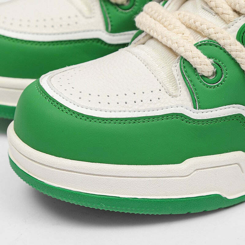 Phat Lace Sneakers - Cloud White/Lucky Green - Y2K Fashion Aesthetic Shoes for Women