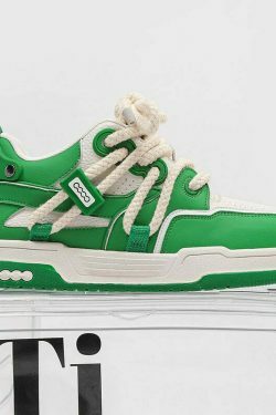 Phat Lace Sneakers - Cloud White/Lucky Green - Y2K Fashion Aesthetic Shoes for Women