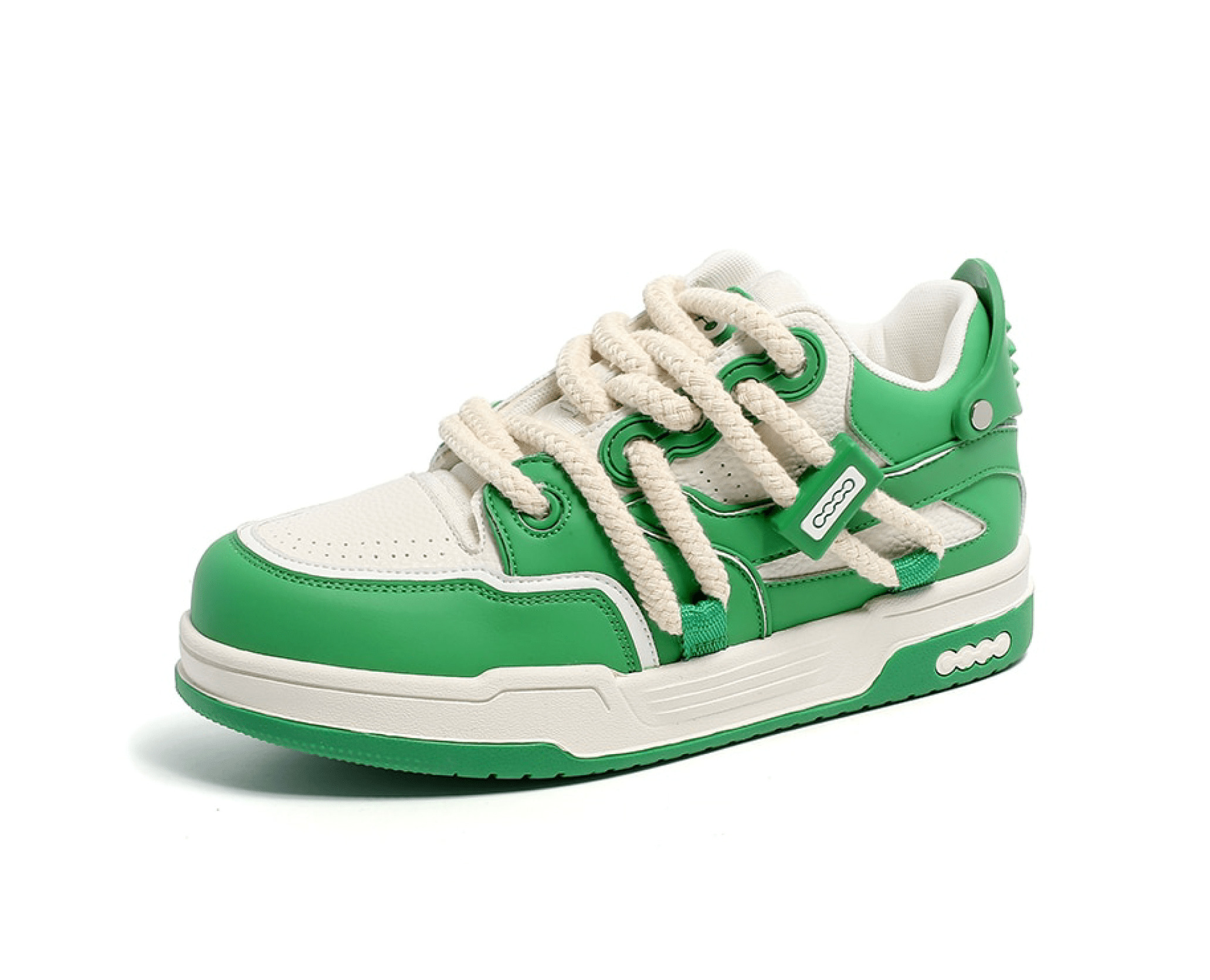 Phat Lace Sneakers - Cloud White/Lucky Green - Y2K Fashion Aesthetic Shoes for Women