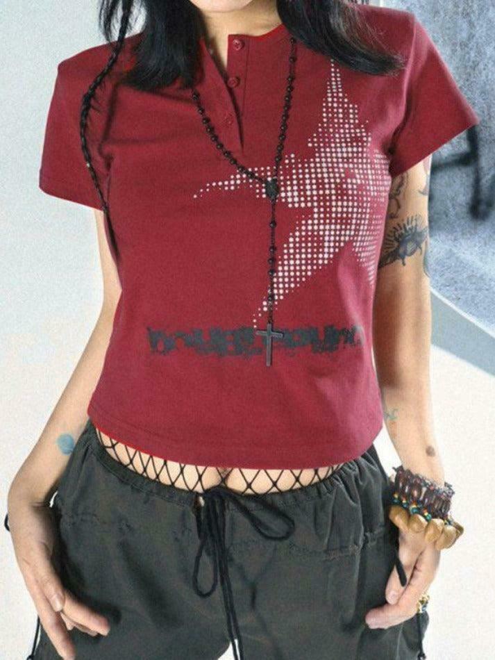 Pixel Star Baby Crop Top - Y2K Fashion Tee - Coquette Grunge Aesthetic - Cute