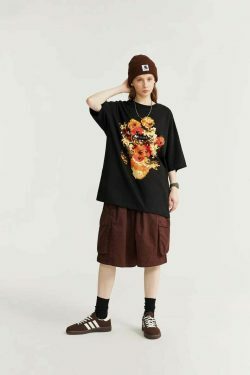 Pixelated Flowers Graphic Tee - Y2K Fashion Aesthetic Shirt for Women