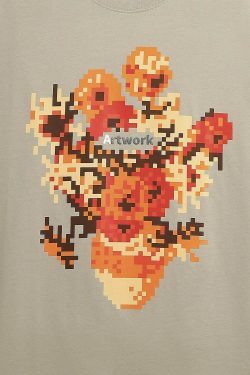 Pixelated Flowers Graphic Tee - Y2K Fashion Aesthetic Shirt for Women