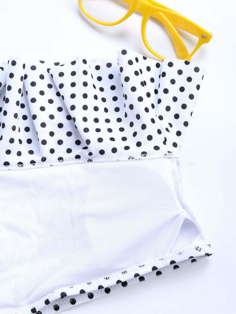Polka Dot Backless Flounce Bikini: Y2K Fashion Swimwear - Coquette Aesthetic, Grunge Style