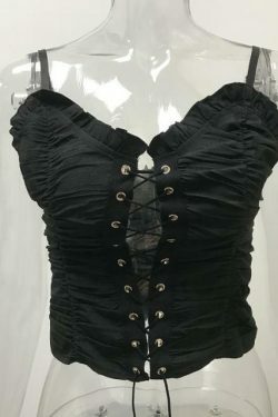 Princess Lace Up Top - Y2K Fashion - Coquette Aesthetic - Grunge Style - Cute Tops - Pastel Goth