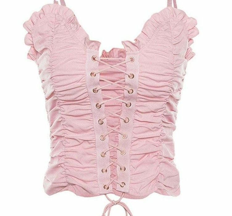 Princess Lace Up Top - Y2K Fashion - Coquette Aesthetic - Grunge Style - Cute Tops - Pastel Goth