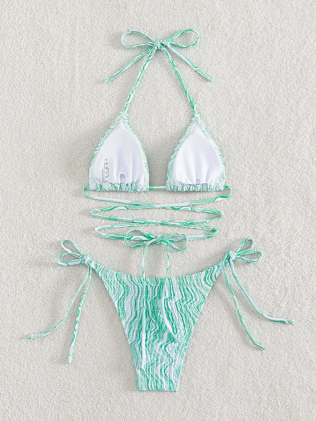 Printed Pleats Two Piece Bikini - Y2K Fashion Swimwear for Women - Coquette Aesthetic Beach Outfit