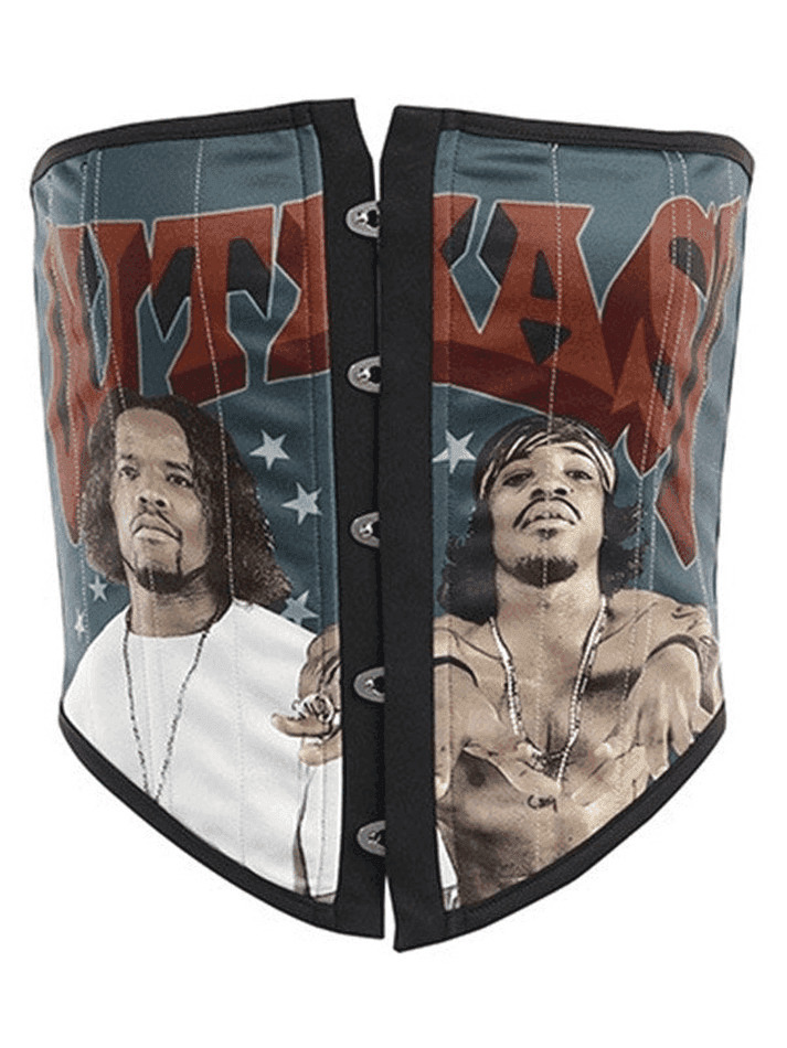 Punk Figure Graphic Corset Top for Y2K Fashion Enthusiasts with Coquette and Grunge Aesthetic Vibes