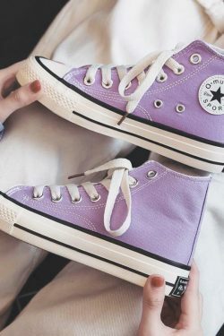 Purple & Black Lace-Up Sneakers with Daisy Decor - Y2K Fashion Aesthetic Women's Shoes