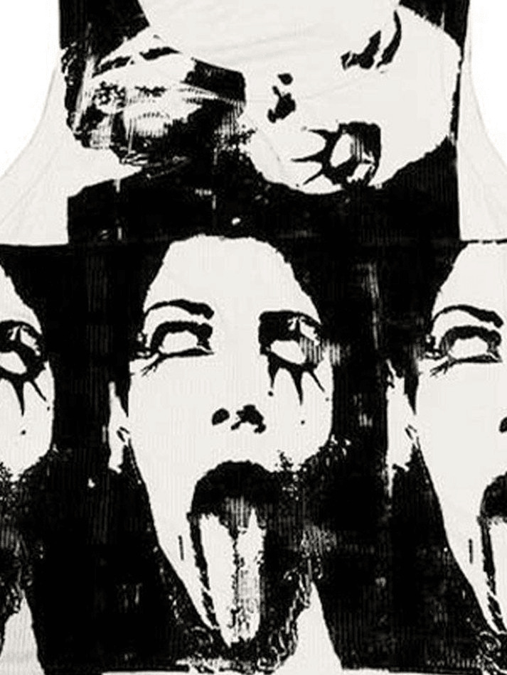 Quirky Face Print Crop Top - Y2K Aesthetic Fashion - Coquette & Grunge Vibes - Cute & Playful