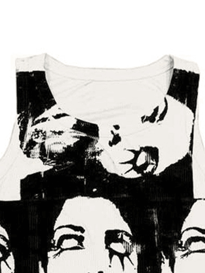 Quirky Face Print Crop Top - Y2K Aesthetic Fashion - Coquette & Grunge Vibes - Cute & Playful