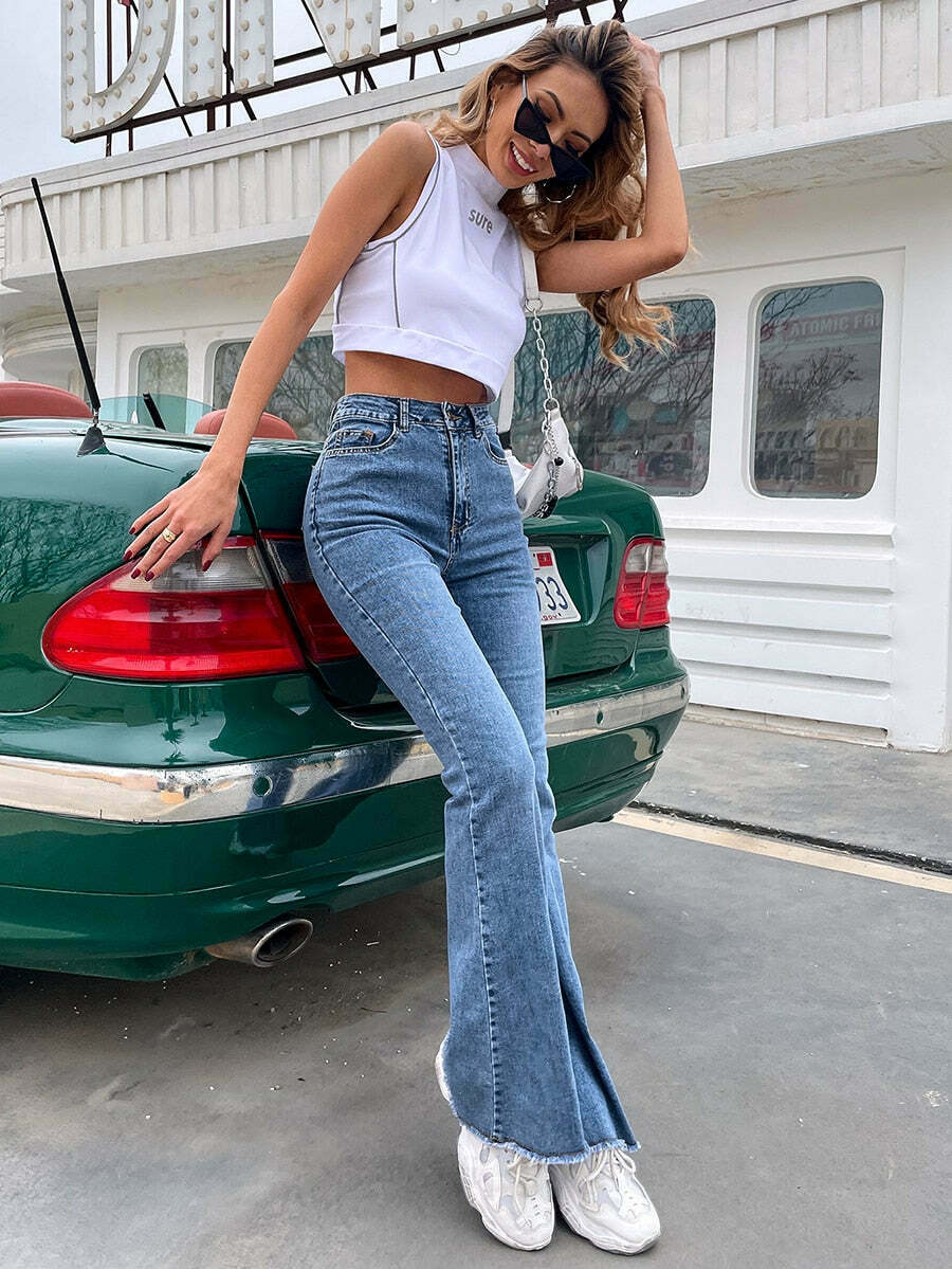 Radiant Ripple Jeans: Y2K Fashion Staple with a Coquette Aesthetic Twist