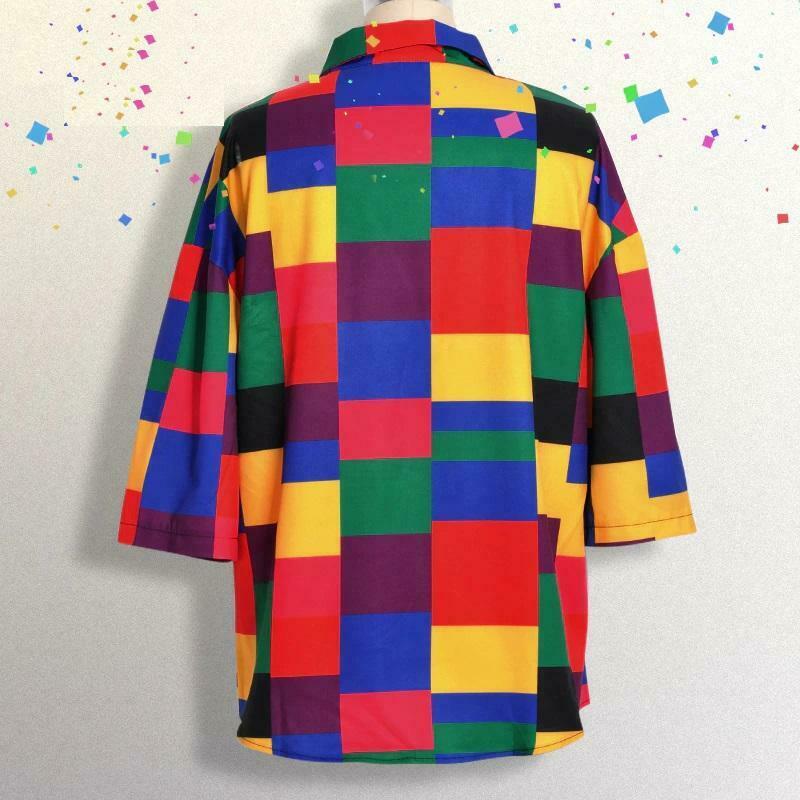Rainbow Plus Size Blouse: Y2K Aesthetic Fashion for Women - Grunge, Coquette, and Pastel Goth Styles