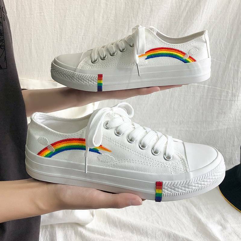 Rainbow Sneakers: Y2K Fashion Statement with Coquette Aesthetic and Grunge Style Vibes