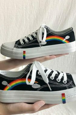 Rainbow Sneakers: Y2K Fashion Statement with Coquette Aesthetic and Grunge Style Vibes