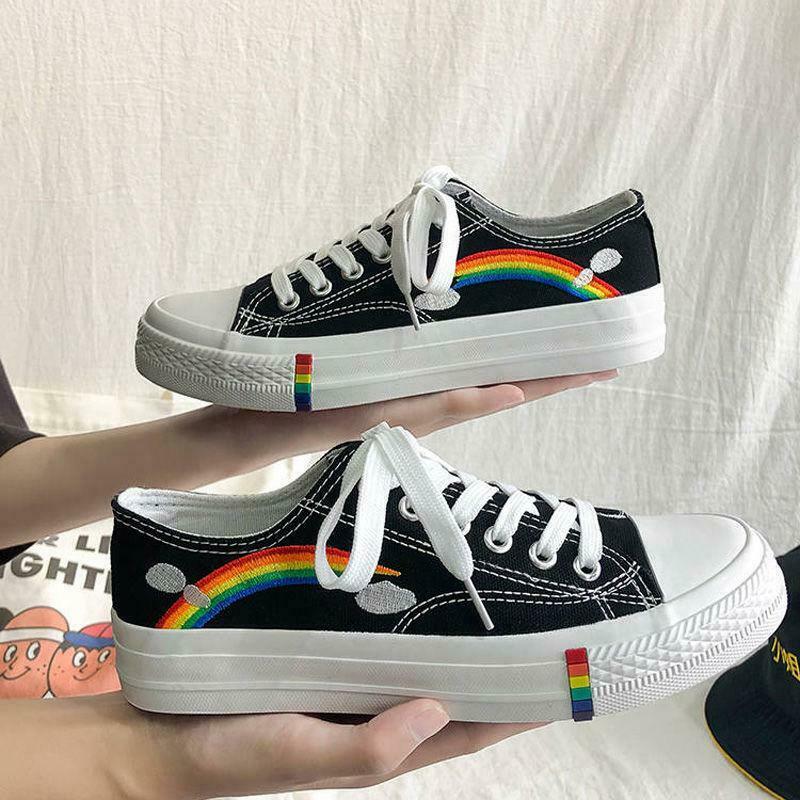 Rainbow Sneakers: Y2K Fashion Statement with Coquette Aesthetic and Grunge Style Vibes